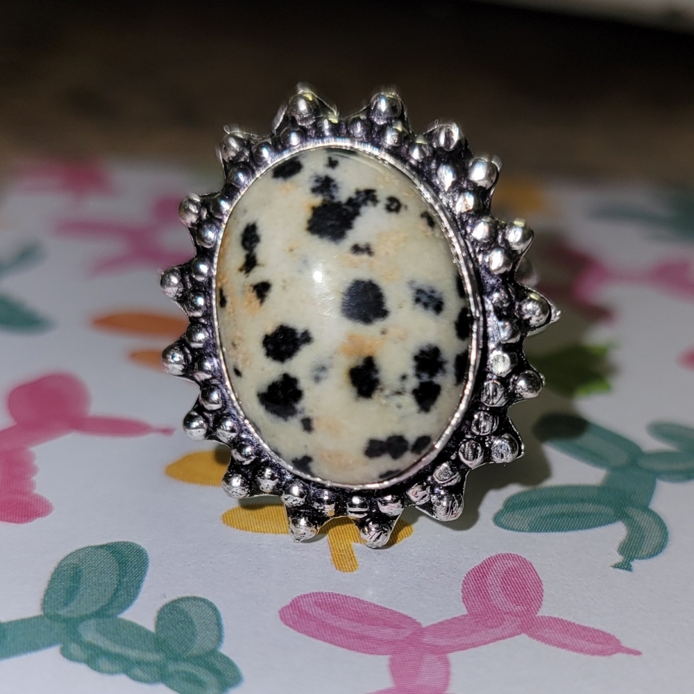 Size 7.5 Dalmatian Jasper Gemstone Ring